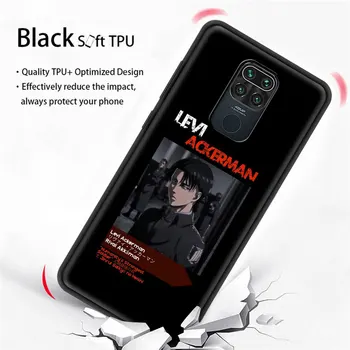 Telefon Primeru za Xiaomi Redmi Opomba 9 9 Pro 8T 7 8 Pro 6A 7A 8A 9A 9C 9 Prime K30 Črno Lupino Kritje Napad Na Titan Levi Ackerman