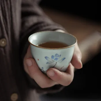Ru Tea Cup Ru-porcelana Gracked Glazuro Lahko Dvigne Velikosti Teacup Novi Kitajski Slog Keramični Eno Skodelico Master Cup Teacups