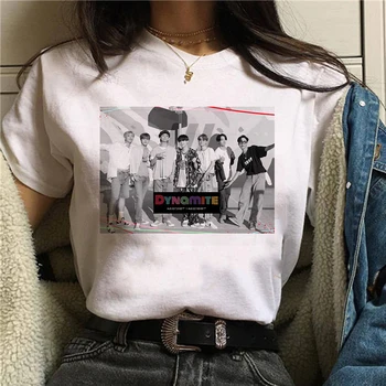 Novo DINAMIT Harajuku T-shirt K-pop Ženske KPOP Bangtan Fantje Majica s kratkimi rokavi Ženske JIMIN JIN SUGA V JUNGKOOK Tshirts vrh Tees Ženski