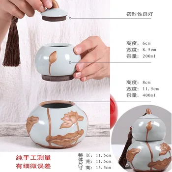 Keramične Dvojne Plasti Gourd Čaj Caddy Prenosni Zaprti Shranjevanje Čaja Pločevinke Vlage-dokazilo Vijolično Pesek Pu ' er Ge Peči Gourd Čaj, Škatle
