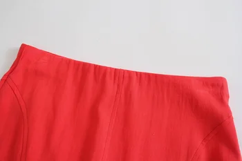 A-linija polna rdeča kratko krilo za lady poletje Elastični pas seksi rastlinske krilo ženske Modni slim ulične priložnostne krilo dekle