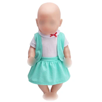 43 cm baby lutke Obleko novorojenčka Enostavno zeleno obleko Otroške igrače krilo fit Ameriški 18 inch Dekleta lutka f228