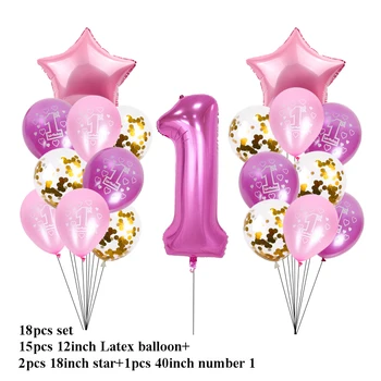 MEIDDING En Rojstni dan Baloni, Dekoracija Nastavite Zvezda Številka Ena Folijo Ballon Prvi Rojstni dan Globo Balon Baby Tuš Odlikovanja