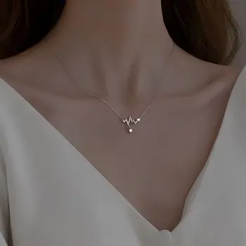 Ogrlica Za Ženske Srčni Utrip Osebnost Modi Zlitine Vratu Choker Veriga Korejski Modni Obesek Letnik Vratu Vezalke Brezplačna Dostava