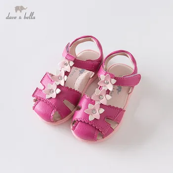 DB12910 Dave Bella poletje baby dekleta modni sandali novo rojenih dojenčkov čevlji, sandali cvetlični appliques čevlji