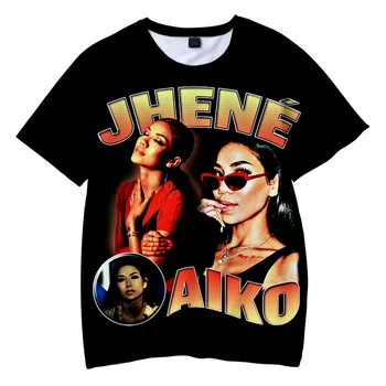 Jhene Aiko T-shirt 3D Unisex O-vratu Poletje Kratka sleeved Harajuku Priljubljena Ulične 2021 Ameriška Pevka in Modna Oblačila