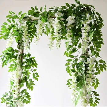 180 cm Ponaredek Ivy Wisteria Cvetje Umetno Rastlin vinske Trte Garland za Sobo, Vrt Okraski Poroko Arch Baby Tuš Cvetlični Dekor