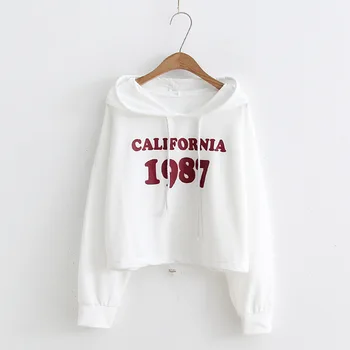 2019 Karajuku BF College Ženske Obreži Zgoraj Kaliforniji 1987 Moda Streewear Veliko Barv Spusti Ladje, Puloverji Puloverji Jopice