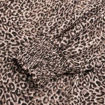 ZANZEA Spomladi Dolgo Puff Rokav Leopard Bluzo Ženske Priložnostne Tiskanih Stranka Vrhovi Elegantna Urad Smocking Srajce Blusa Femininas