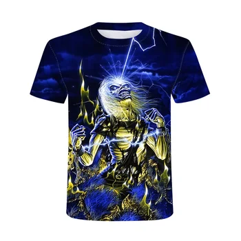 2021 Novo 3D Težkih Kovin Lobanje T-shirt Punk Festival Rock majica s kratkimi rokavi Moški Natisnjeni Priložnostne Tshirt O-Vratu Hip Hop Kratek Rokav Plus-Size
