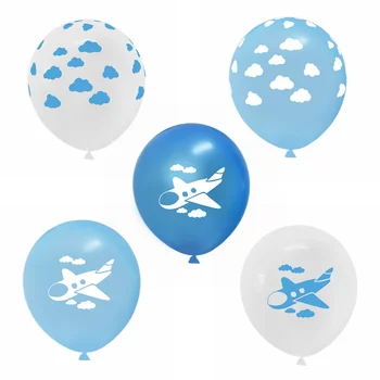 Risanka Zrakoplova V Oblaku Natisnjeni Latex Balon Bela Modra Ballon Nastavite Letalo Temo Otroci Rojstni Dan Uslug Zraka Žogo Dekoracijo 75