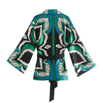 Ženske Modne S Pasom Tiskanja Kimono Vintage Bluze Z Dolgimi Rokavi Ženske Majice Summer Beach Slog Počitnice Ženske Ulične Vrh