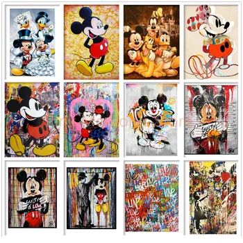 Disney Barve Grafiti Umetnost Risanka Mickey Mouse DIY Diamond Slikarstvo Risanka Diamond Vezenje Ročno Mozaik Doma Dekoracijo