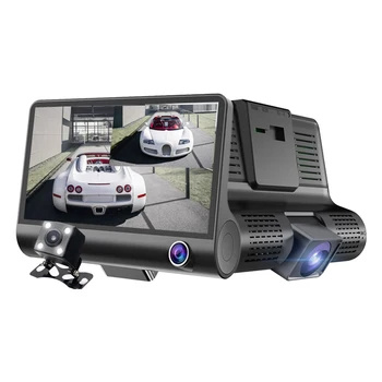 Dvojno Objektiv Dash Cam 4 Palčni Avto DVR Prikažete nadzorno ploščo Kamere z Pogled od Zadaj Kamero Za Auto Rearview Mirror WiFi HD Video Recorde