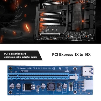 PCI-E Express 16X Riser Odbor z PCIe 6-Nožični Napajalni Vmesnik za BTC Rudarstvo