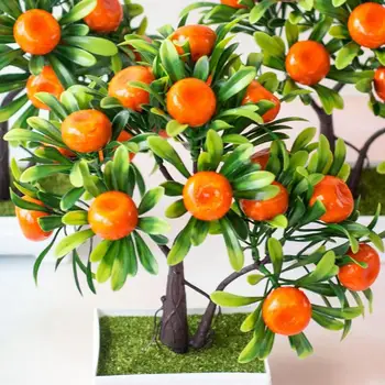 Plastičnih Umetnih Orange Tree Bonsaj Umetno Rastlin Ponaredek Spraviti Cvet Namizni Dekor za Vrt, Balkon Dekor Cvetlični Aranžma