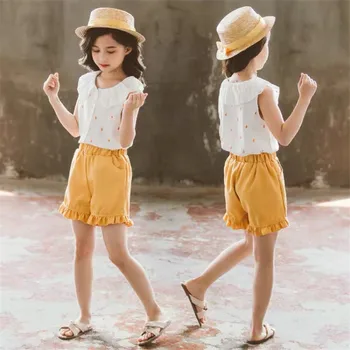 Poletje 2021 Moda Otroci Baby Dekleta Obleke, Kompleti Kratka majica + Hlače Obleko Otrok Dekle Oblačila Obleko 4 6 7 8 9 10 12 Let
