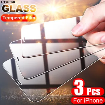 UTOPER 3Pcs Kaljeno Steklo Za iPhone 11 12 Max Pro Mini Zaslon Patron Stekla Za iPhone Xs Max X XR 7 8 Plus Film SE2 Film