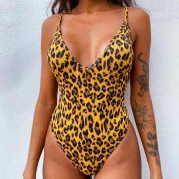 2021 Poletje Nov Prihod Enega Kosa Kopalke Seksi Leopard Kopalke Visoko Pasu Kopalke Brazilija Ženske Plažo