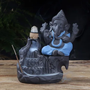 Slon Pretok Censer Vijolično Gline Ganesha Kip Bude, Budizem Backflow Kadila Gorilnik Zen Čaj Ljubljenčka Doma Dekor