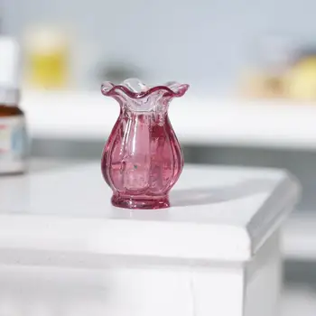 1pcs Imitacija Stekla Čipke Vaza Lutke Miniaturni 1:12 Hrane Igrača, ki Živijo Pribor Obsega Prostor Lutke Kuhinja O2E9