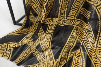 Tanko Šifon Tkanine Z Zlato Nit Lahko Vidijo Skozi Šifon Tissus DIY Mozaik Šivalni Material Za Ženske obleke Šivanje krpo