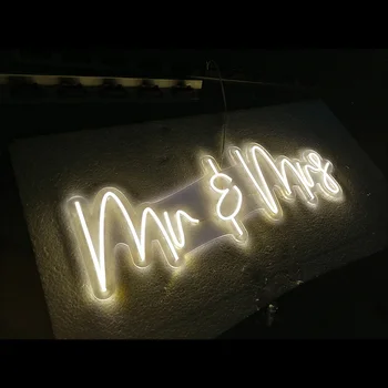 Po meri Logo Mr & Mrs 3D Led Flex Prozorno pleksi steklo, Akril Neon Znak Svetlobe Pismo Odbora Stranke Ozadju Dekor