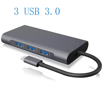 USB Tip C Hub Tip-C HDMI 4K VGA Adapter RJ45 Lan Ethernet SD TF USB C 3.0 3.5 mm Audio Jack Za MacBook Pro Air Dodatki