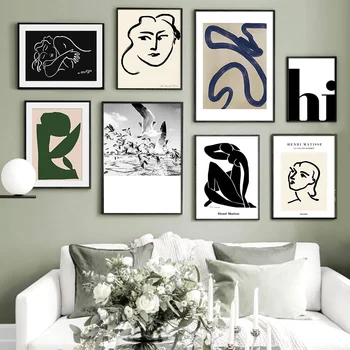 Povzetek Matisse Dekle Geometrijske Linije Wall Art Platno Za Slikarstvo Dnevna Soba Dekor Nordijska Plakatov In Fotografij Stenske Slike