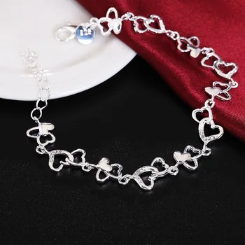 Čar 925 Sterling Silver Zapestnice za Ženske Divje klasičnih srce Verige Moda svate Božična Darila Nakit