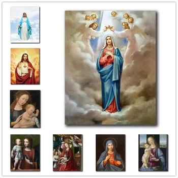 Devica Marija Christian Plakatov in Fotografij Platno Slikarstvo Retro Plakat Katoliška Cerkev Stenskih slikah, Dekoracijo Doma Dekor