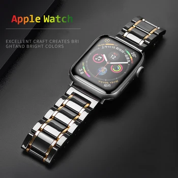 Keramični Trak za Apple Watch 6 Band 44 40mmm Luksuzni zapestnica iz Nerjavečega jekla iWatch band 42mm 38 mm 40 42 44 mm series 3 4 5