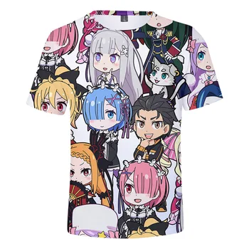 2021 Vroče Prodaje Anime Re:nič 3d printed majica s kratkimi rokavi Moški/ženske Modni Športna Majica Risanke Priljubljena Krog Vratu Ulične Vrhovi