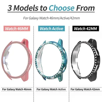 Ohišje za Samsung Galaxy Watch 46mm/42mm/Aktivna 2 1/S3, PC Diamond Zaščitnik Kritje Bling Odbijača za Gledanje 3 41mm 45mm Svetlobe Okvir