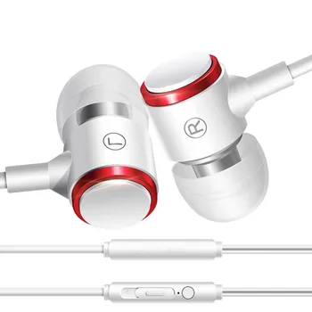 Shoumi Stereo Bas Slušalke za V Uho 3,5 MM Žične Slušalke Kovinski HI-fi Slušalke z Mikrofonom za Xiaomi Huawei Samsung iPhone