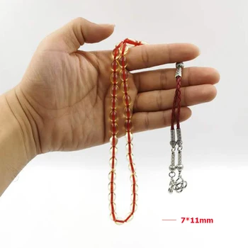 Pregledna Smolo Tasbih Islam Venec Muslimanskih rdeča zapestnica Eid darilo 33 molitev kroglice Človek Misbaha 2020 Novo Turčija Modni Nakit