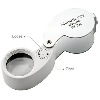 40x 25 mm Jewelers Oči Optično Steklo, Loupe Povečevalno Lupo LED-Lučka Mini Lupa Plastičnih Ročni Objektiv Loep Opvouwbaar