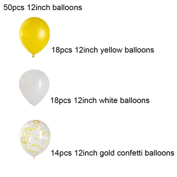 50Pcs/veliko Rumeno Belo Zlato Konfeti Baloni za Rojstni dan Okraski Sončnično Balon Globo za Baby Tuš Stranka Dekor