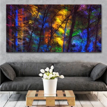 WANGART Velikosti barvitih gozdnih dreves Platno Plakat Umetniške grafike za dnevno Sobo Dekorativna Slika Sodobnega Doma