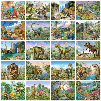 EverShine 5D Diamond Slikarstvo Dinozaver Celoten Kvadratni Diamond Vezenje Živali Navzkrižno Šiv Mozaik Prodajo Doma Dekoracijo