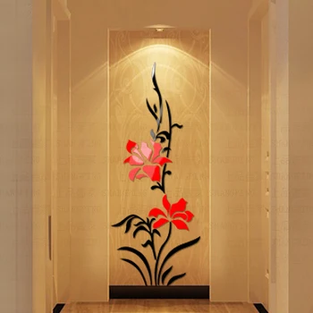 Orhideja Akril 3Dl stenske nalepke Vhodu pot domov oprema DIY umetnosti stenski dekor nalepke Dnevna soba Odseva dekorativni