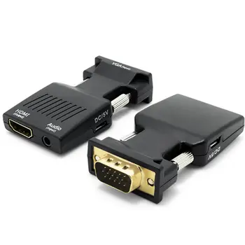 HDMI je združljiv Ženski VGA Moški Pretvornik Avdio Kabel Adapter 1080P Video Izhod za Prenosni RAČUNALNIK TV Monitor Projektor