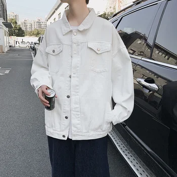 Harajuku Pomlad Jesen Moške Hong Kong Svoboden Slog blagovne Znamke Oblačil Traper Suknjič Ins korejski Moda