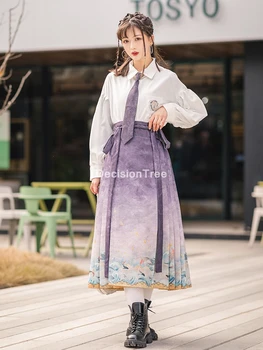 2021 kitajska tradicionalna oblačila hanfu festival oblačila cvjetnim natisne elegantno ljudskega plesnega kostum uspešnosti hanfu obleko