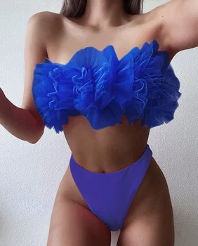 Novo Očesa Cvet Visoko Pasu Brazilski Bikini Seksi Prsi Zavijanje, Plavanje Obleko Za Ženske Kopalke, Kopalke