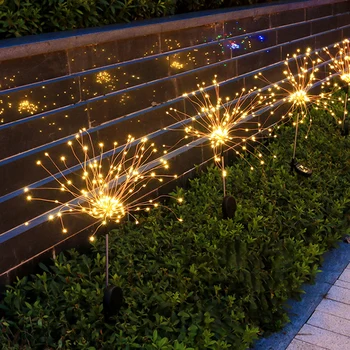 Nepremočljiva Sončne 90 LED Ognjemet Tleh Travnik Svetlobe Vrt Dekorativne Svetilke