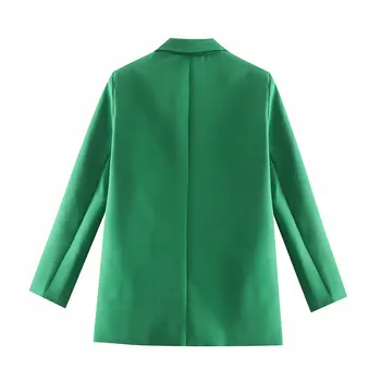 Toppies 2021 Zeleno Obleko Nastavite Ženske Dva Kosa Hlače Nastavite Gumb Jopič Suknjič Visoko Pasu Hlače