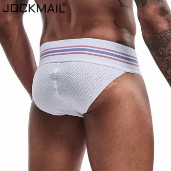JOCKMAIL 2-pack, za Moške Seksi spodnje Perilo spodnjice brez Hlačnic Moških Jockstrap Modne Moške spodnjice brez Hlačnic Cuecas Gay Perilo Penis Bikini Moških Slip Homme
