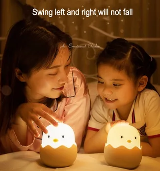 Led Otrok Noč Svetlobe Za Otroke Mehki Silikonski USB Polnilne Spalnica Dekor Darilo Živali Chick Dotik Nočna Lučka