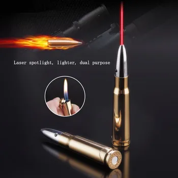 Novo Zlato Nasvet Infrardeči Laser Odprtega Plamena Bullet Lažji Vojaške Ustvarjalni Model Bojno Glavo Napihljivi Vžigalniki